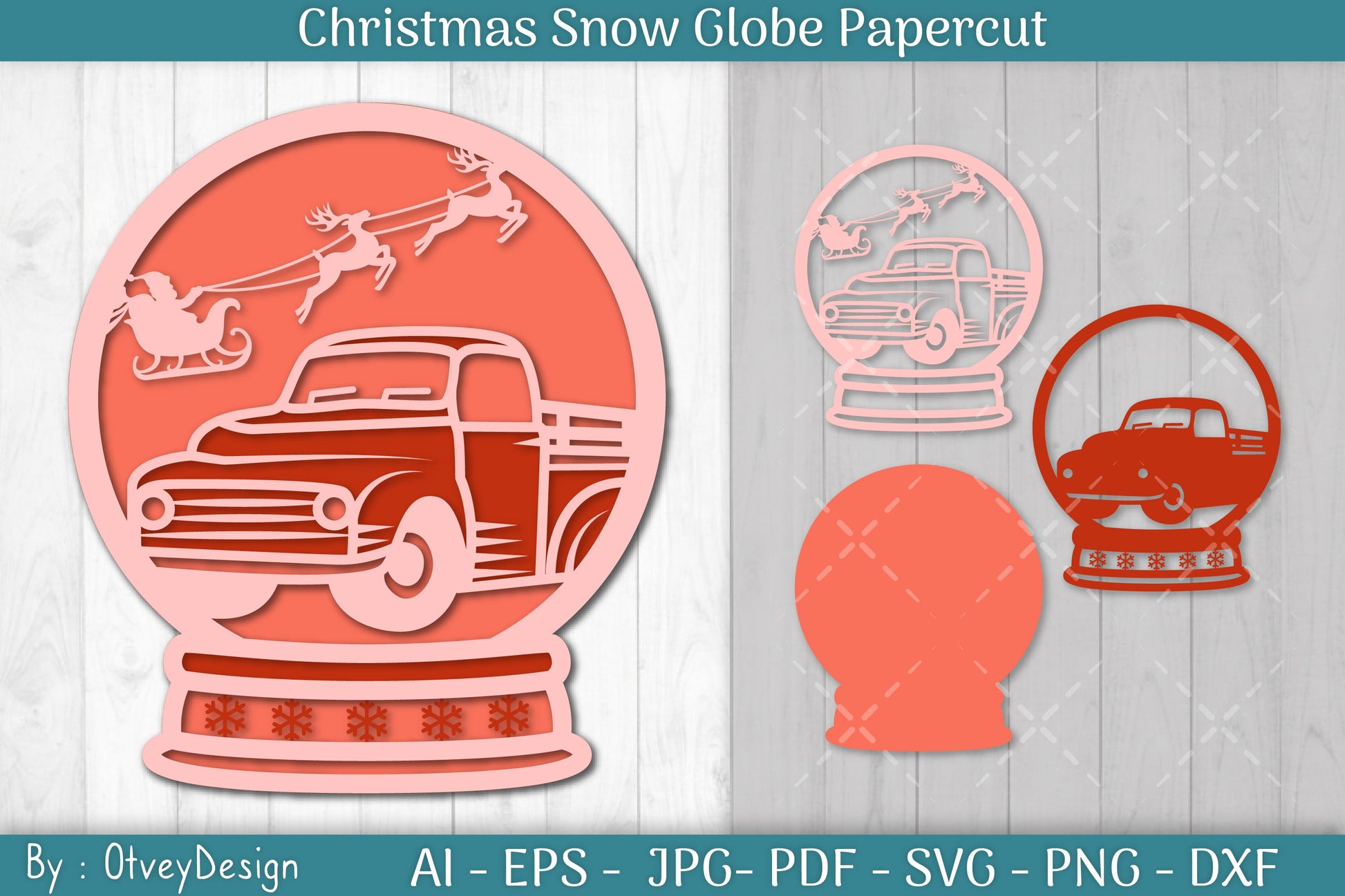 Christmas Snow Globe Papercut SVG Bundle 7 - CraftNest - Digital Crafting and Art