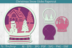 Christmas Snow Globe Papercut SVG Bundle 8 - CraftNest - Digital Crafting and Art
