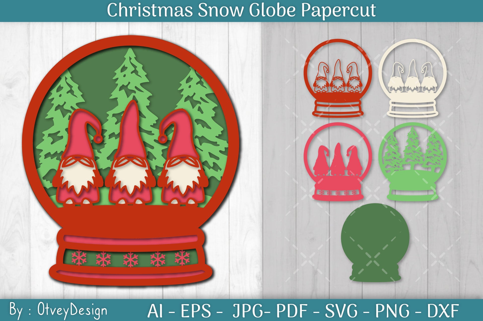 Christmas Snow Globe Papercut SVG Bundle 9 - CraftNest - Digital Crafting and Art
