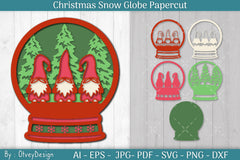Christmas Snow Globe Papercut SVG Bundle 9 - CraftNest - Digital Crafting and Art