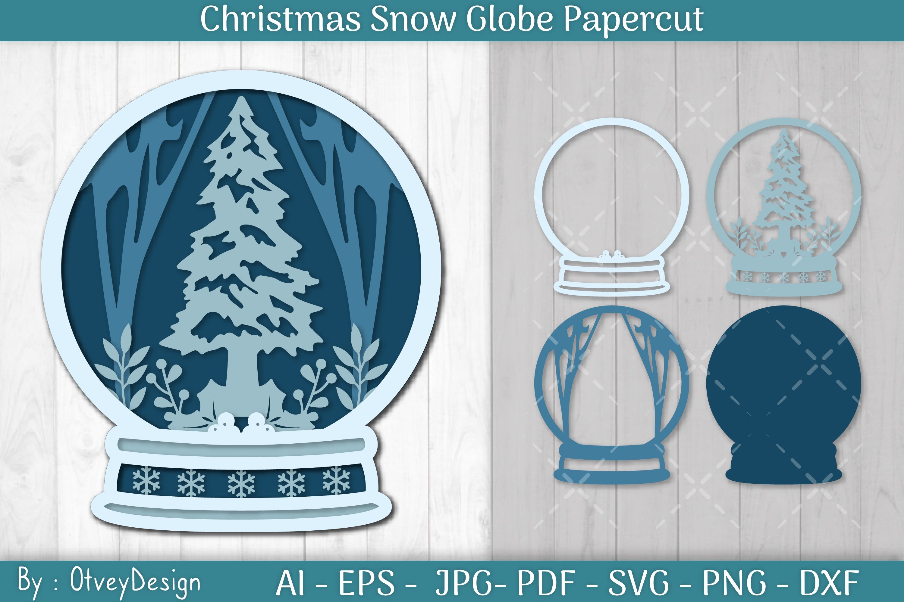 Christmas Snow Globe Papercut SVG Bundle 11 - CraftNest - Digital Crafting and Art