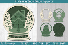 Christmas Snow Globe Papercut SVG Bundle - CraftNest - Digital Crafting and Art