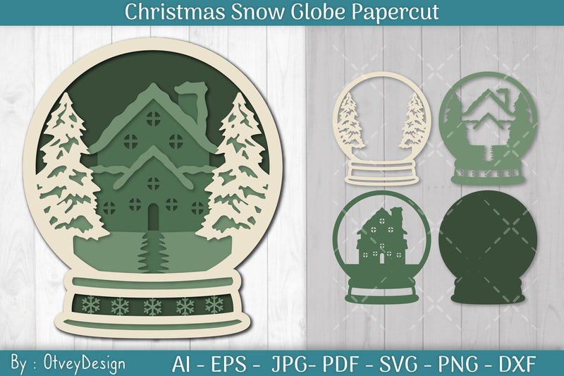 Christmas Snow Globe Papercut SVG Bundle - CraftNest - Digital Crafting and Art