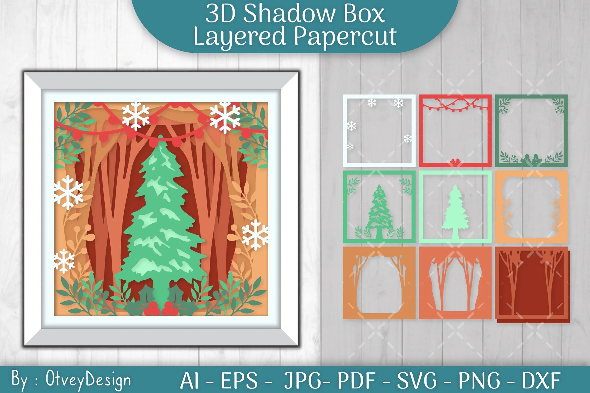 Christmas Tree 3D Shadow Box SVG Bundle - CraftNest - Digital Crafting and Art