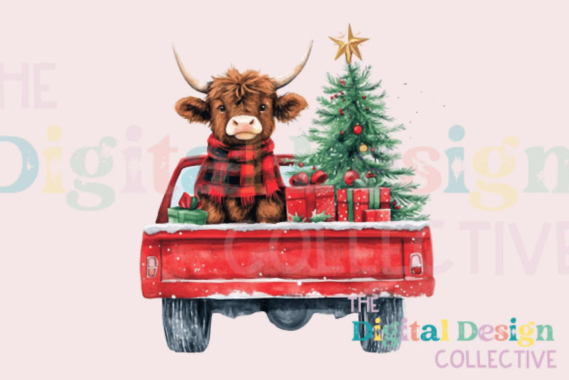 Christmas Truck & Highland Cow Clipart Bundle - CraftNest - Digital Crafting and Art