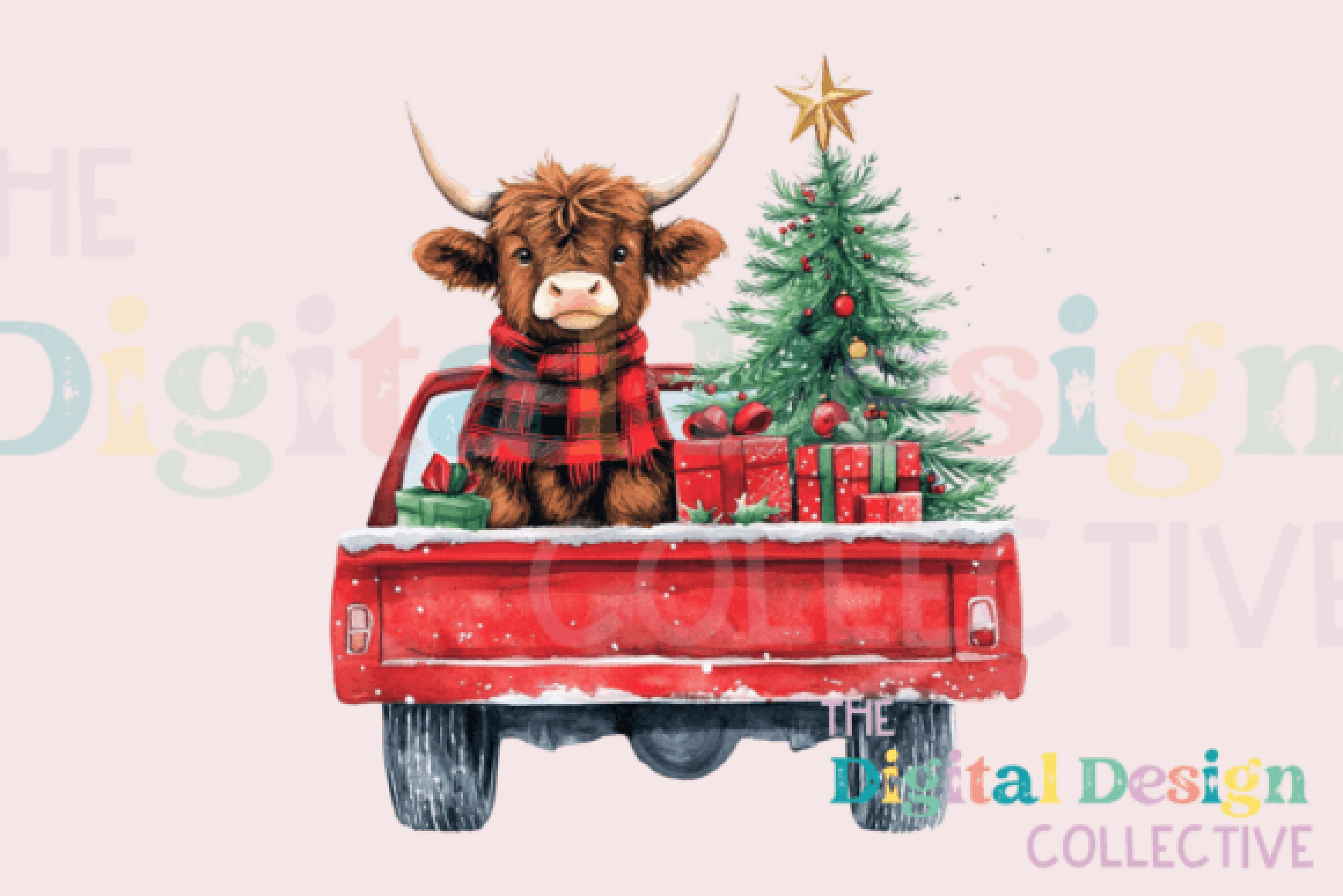 Christmas Truck & Highland Cow Clipart Bundle