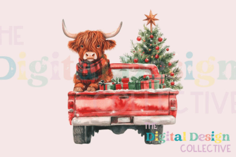 Christmas Truck & Highland Cow Clipart Bundle - CraftNest - Digital Crafting and Art