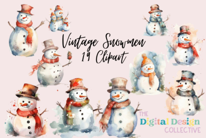 Vintage Snowman Clipart Bundle 1975 - CraftNest - Digital Crafting and Art