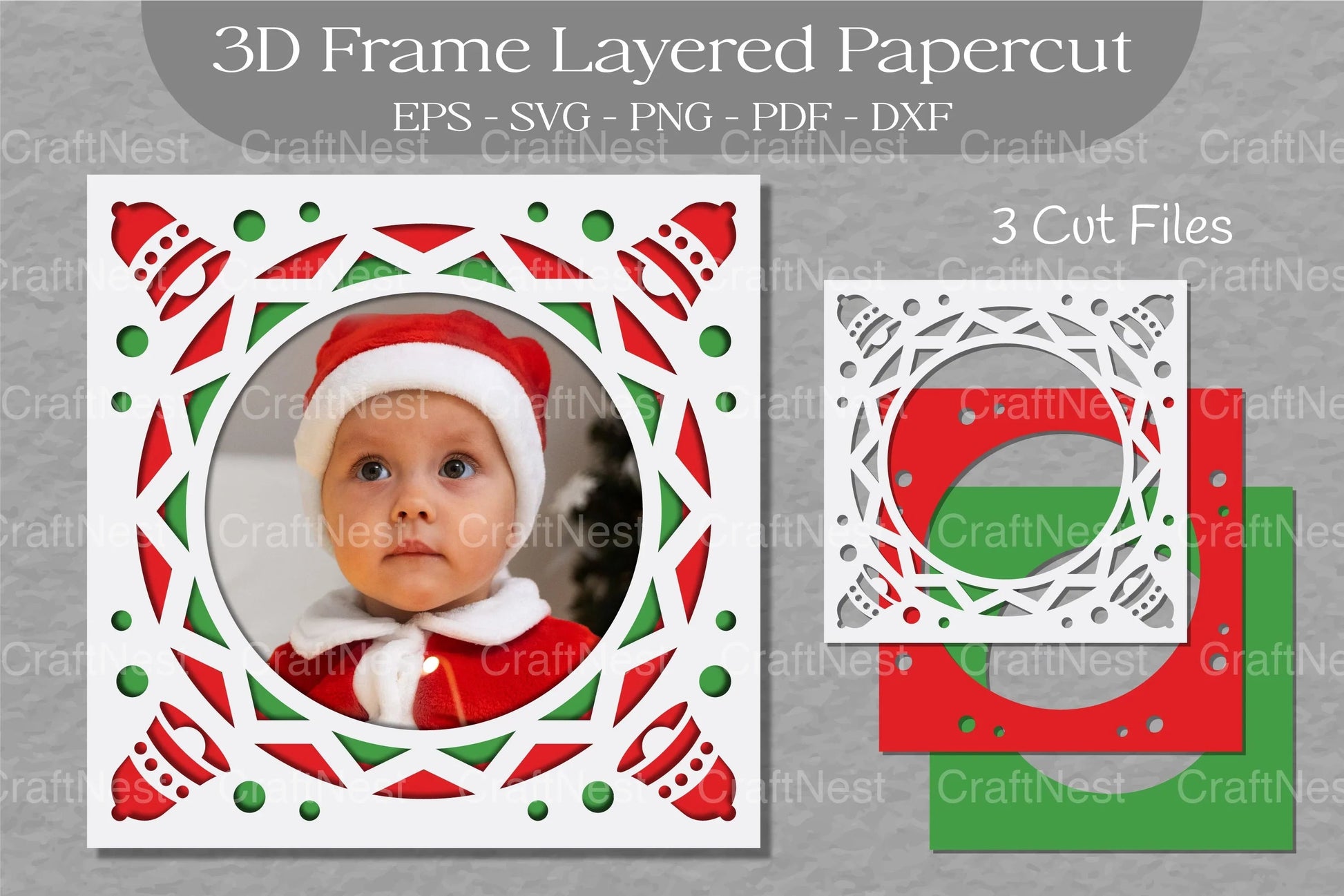 Christmas 3D Frame Layered Papercut SVG Bundle - CraftNest - Digital Crafting and Art
