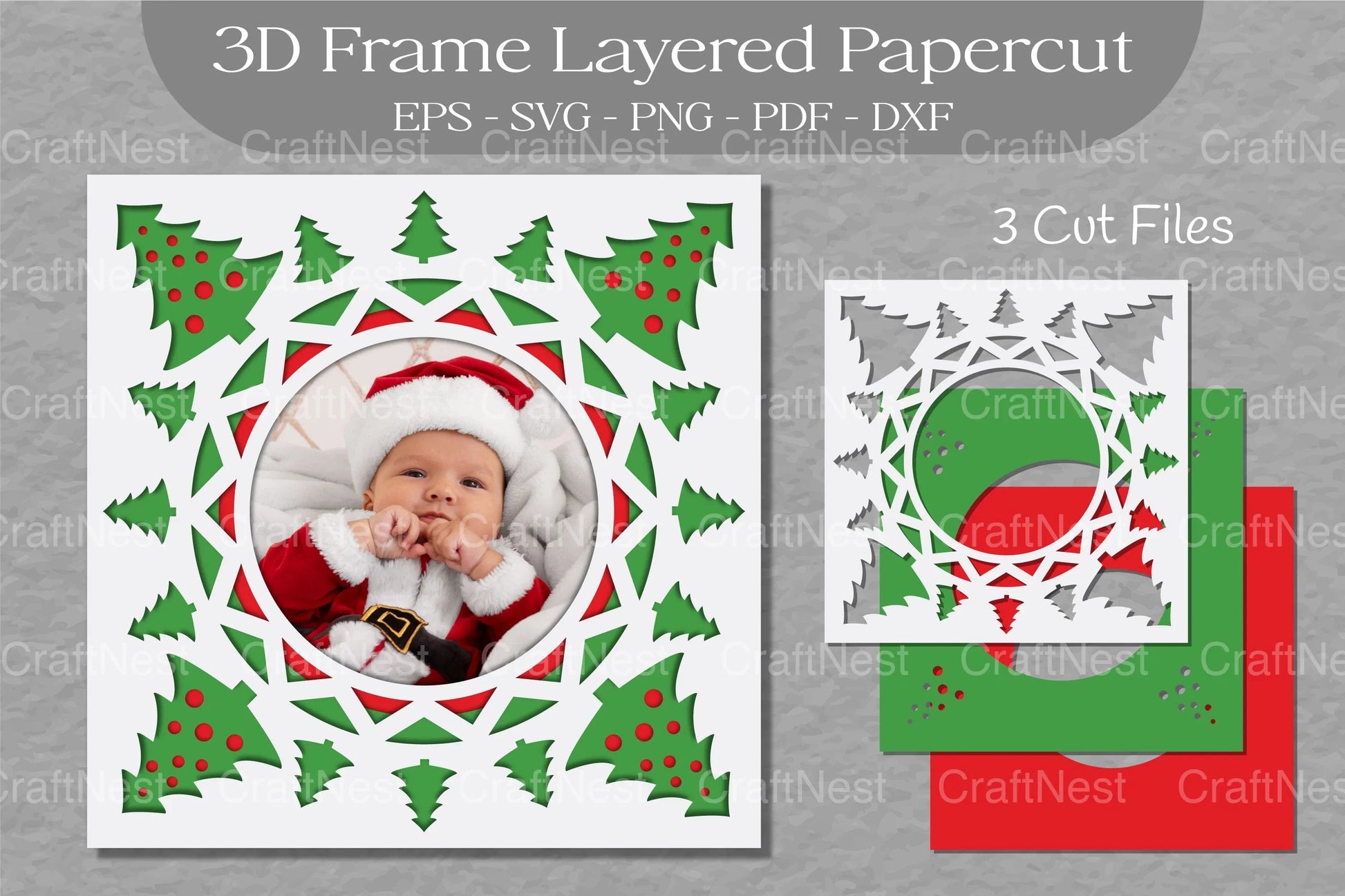 Christmas 3D Frame Layered Papercut SVG Bundle - CraftNest - Digital Crafting and Art