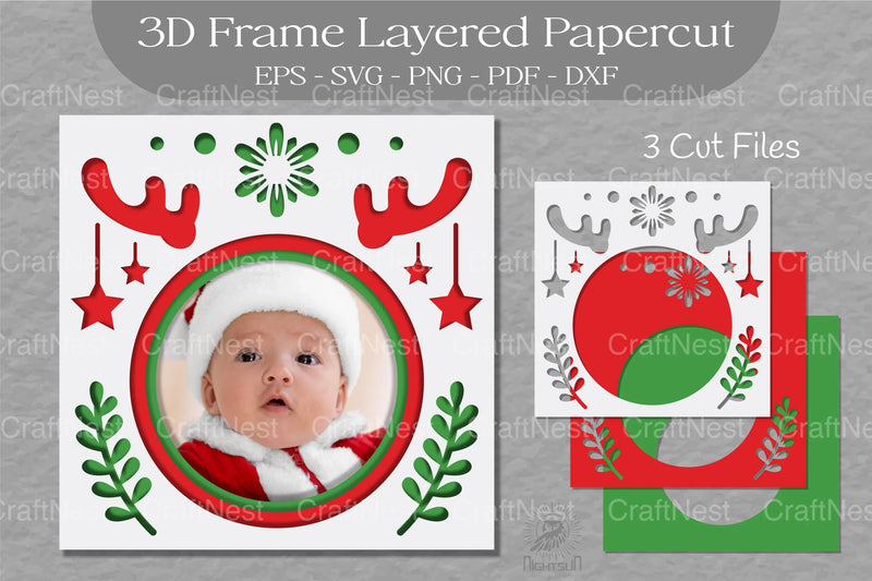 Christmas 3D Frame Layered Papercut Clipart Bundle - CraftNest - Digital Crafting and Art