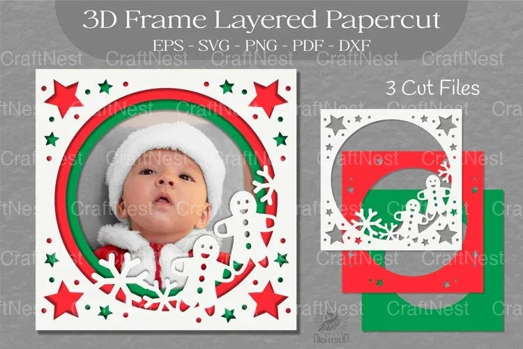 Christmas 3D Frame Layered SVG Bundle - CraftNest - Digital Crafting and Art
