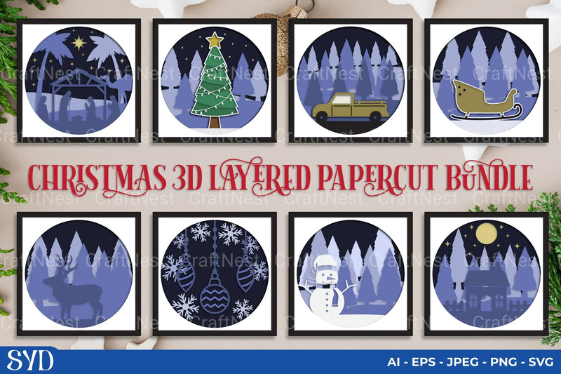 Christmas 3D Layered Papercut Clipart Bundle - CraftNest - Digital Crafting and Art