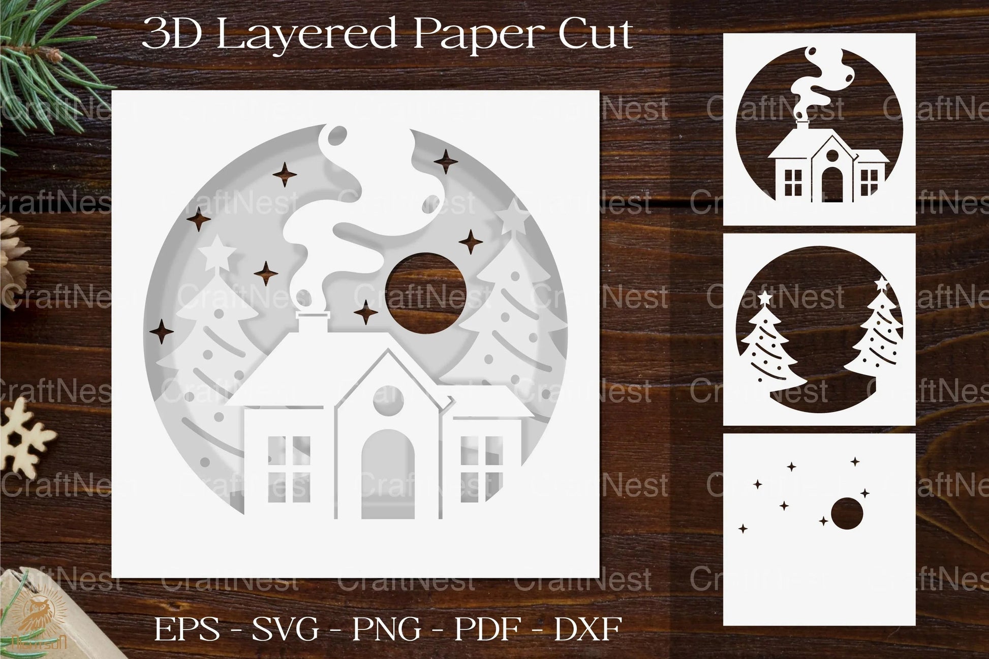 Christmas 3D Shadow Box SVG Bundle for Cricut - CraftNest - Digital Crafting and Art