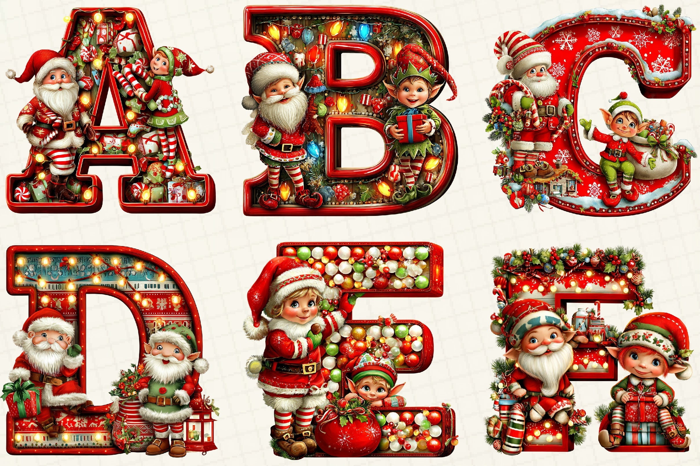 Christmas Alphabet & Letters Clipart Bundle