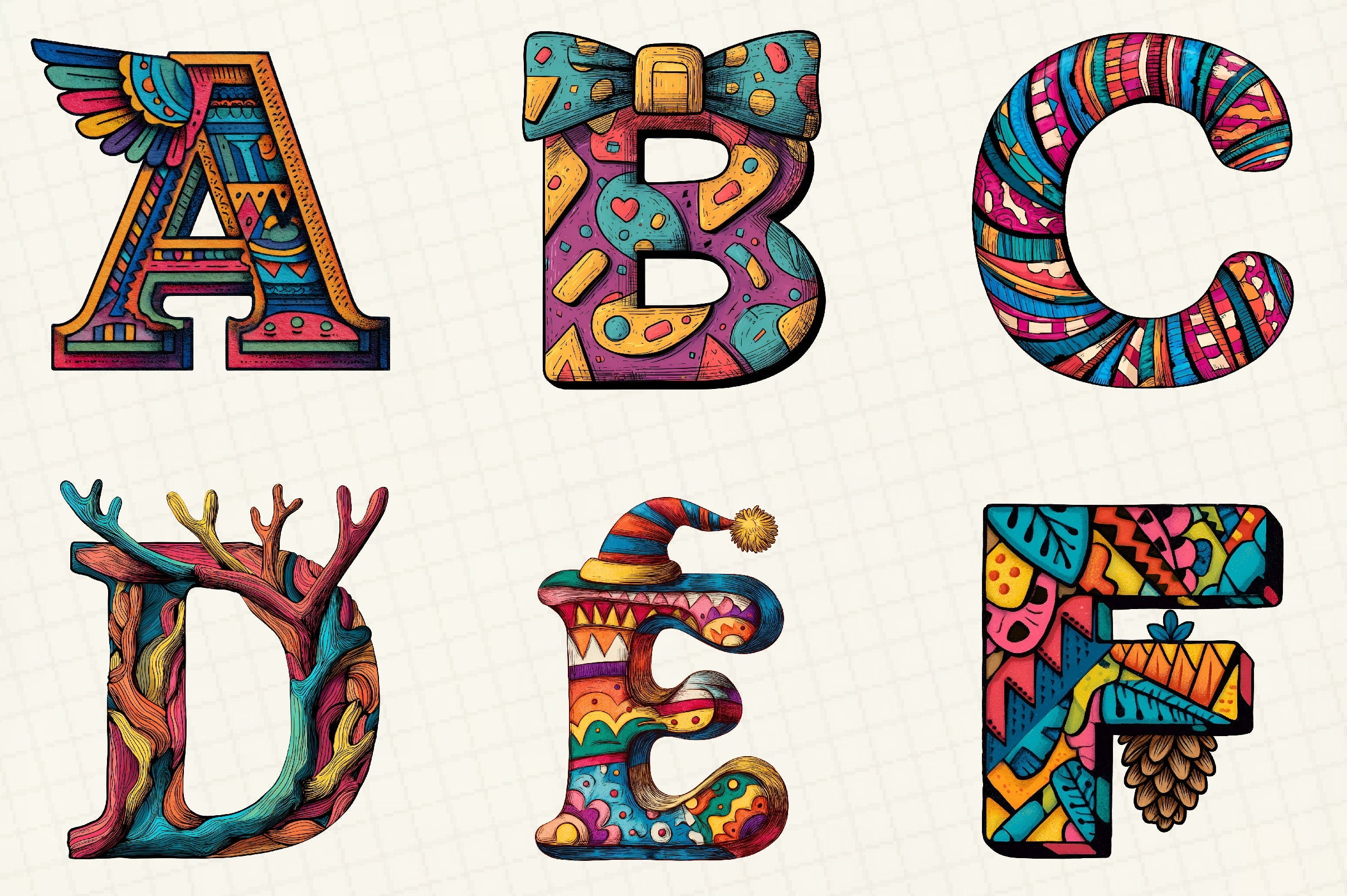 Christmas Alphabet Letter Clipart Bundle