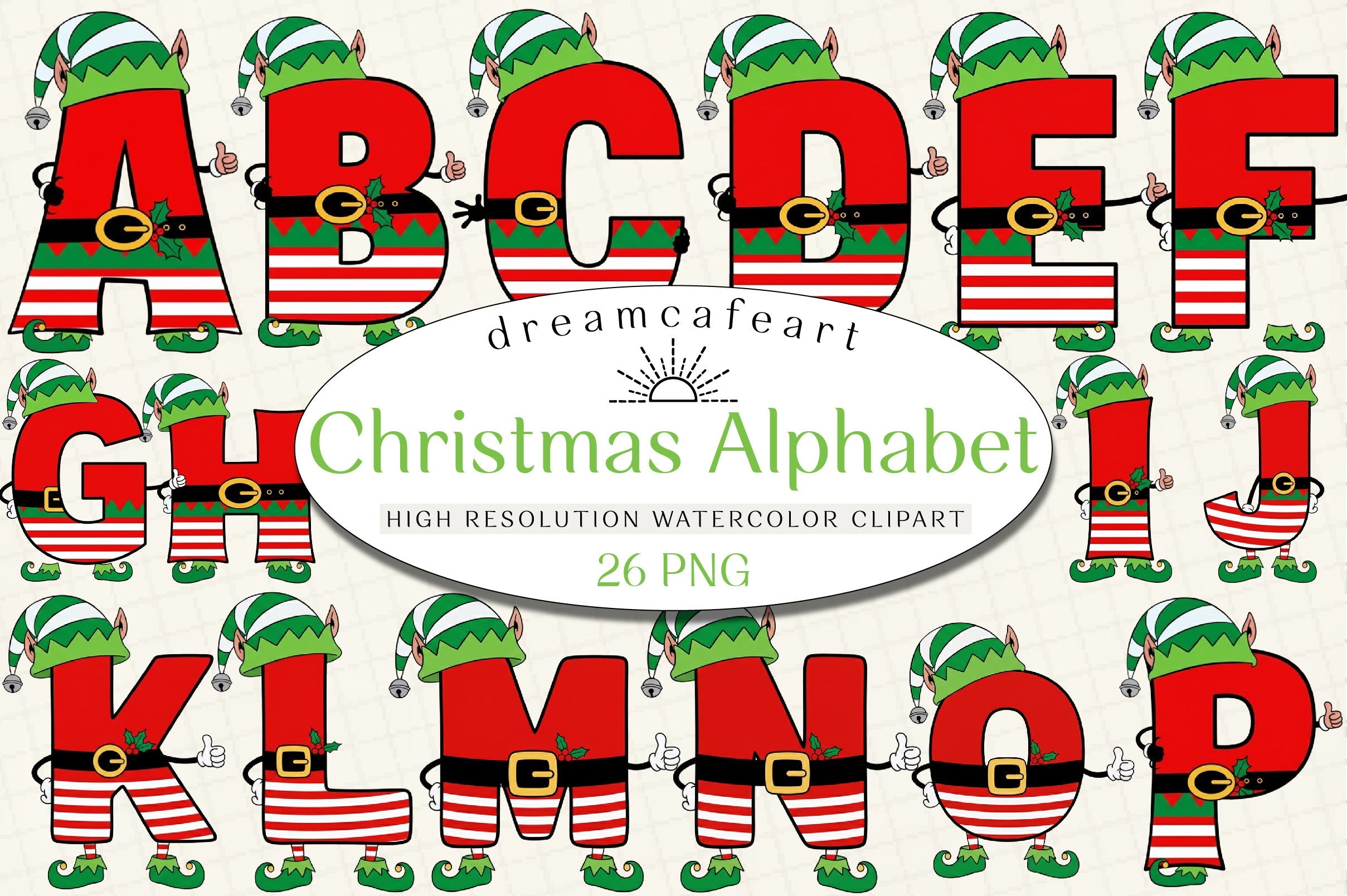 Christmas Alphabet Letters Clipart Bundle