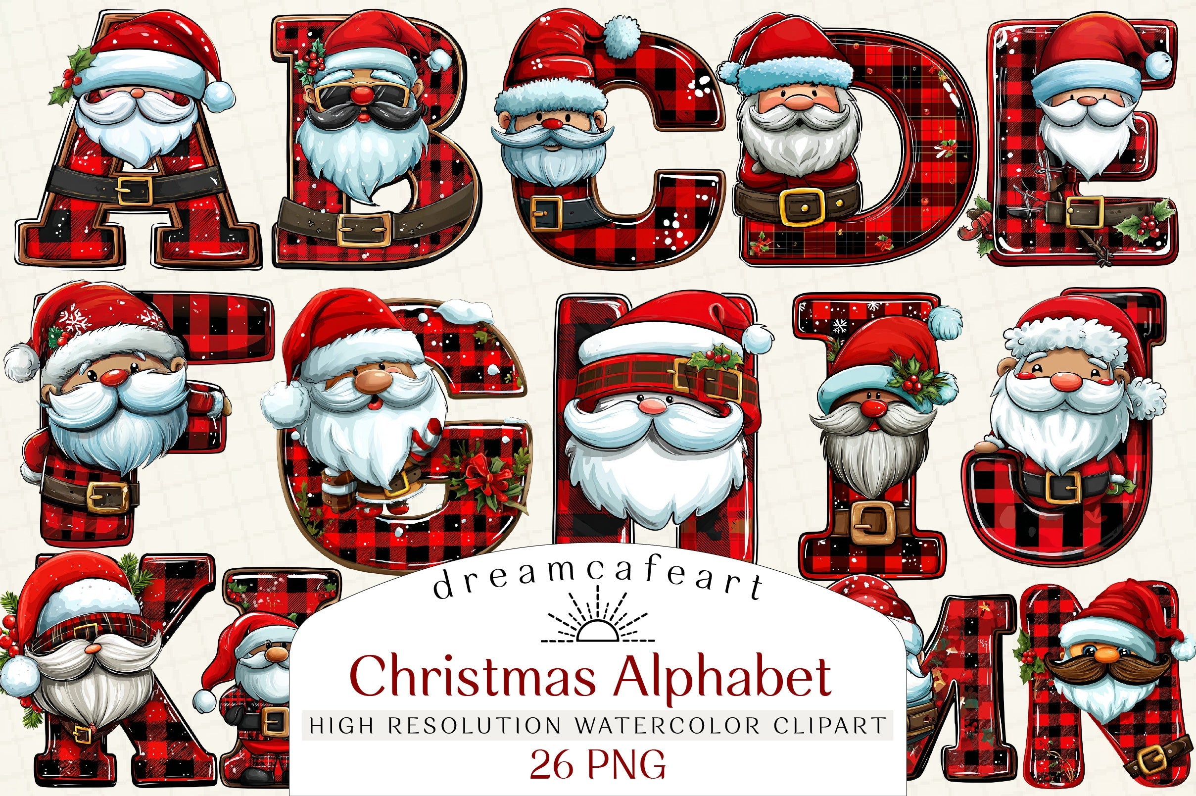 Christmas Alphabet Letters Clipart Bundle