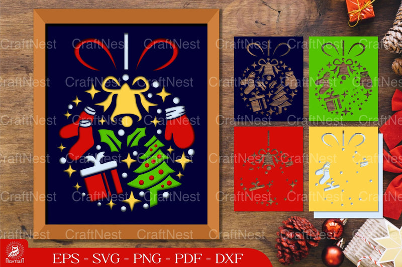 Christmas Ball Elements 3D Layered SVG Bundle - CraftNest - Digital Crafting and Art