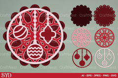 Christmas Bauble Mandala 3D Layered Papercut Clipart Bundle - CraftNest - Digital Crafting and Art