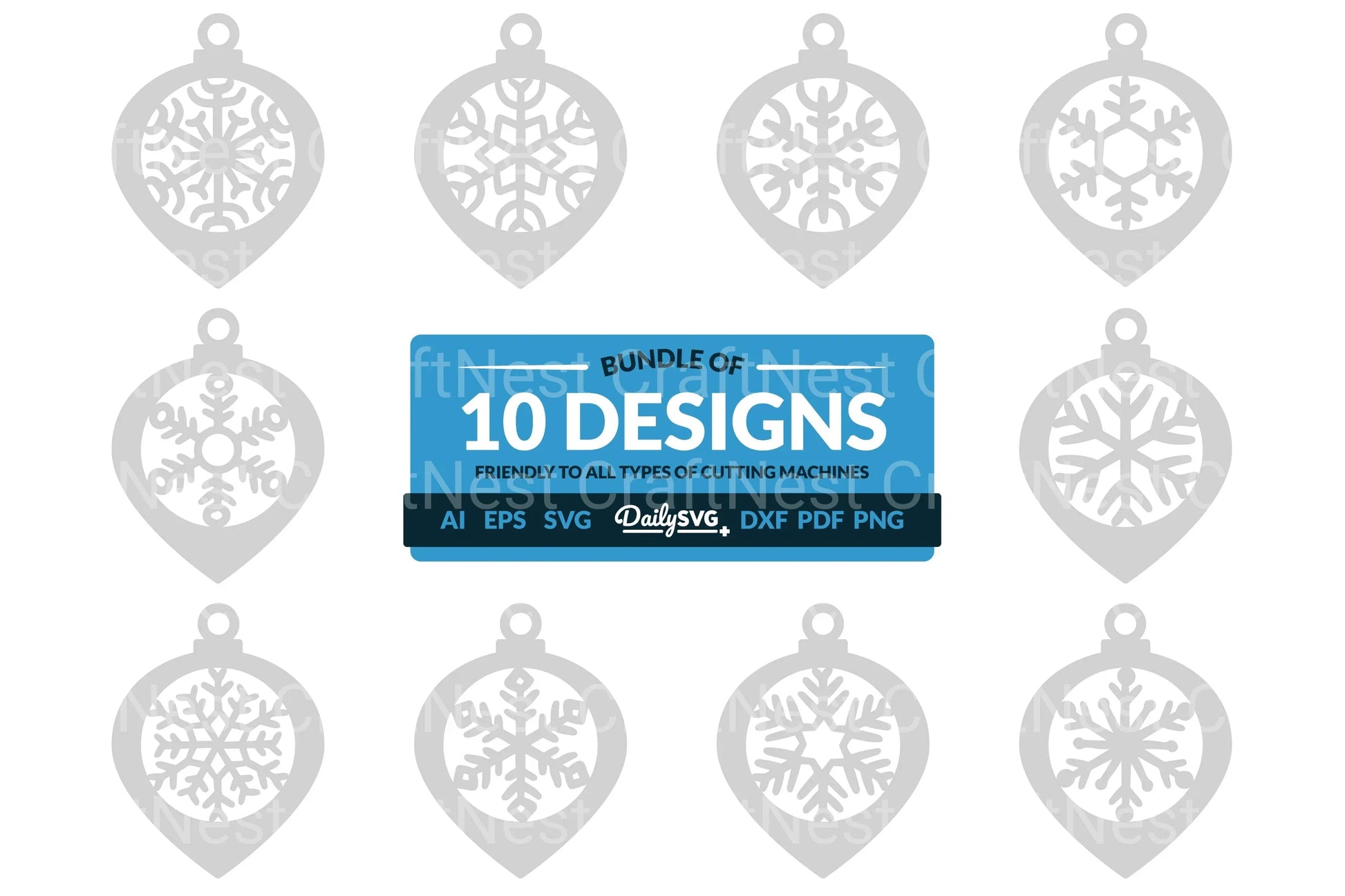 Christmas Bauble Snowflakes Clipart SVG Bundle - CraftNest - Digital Crafting and Art