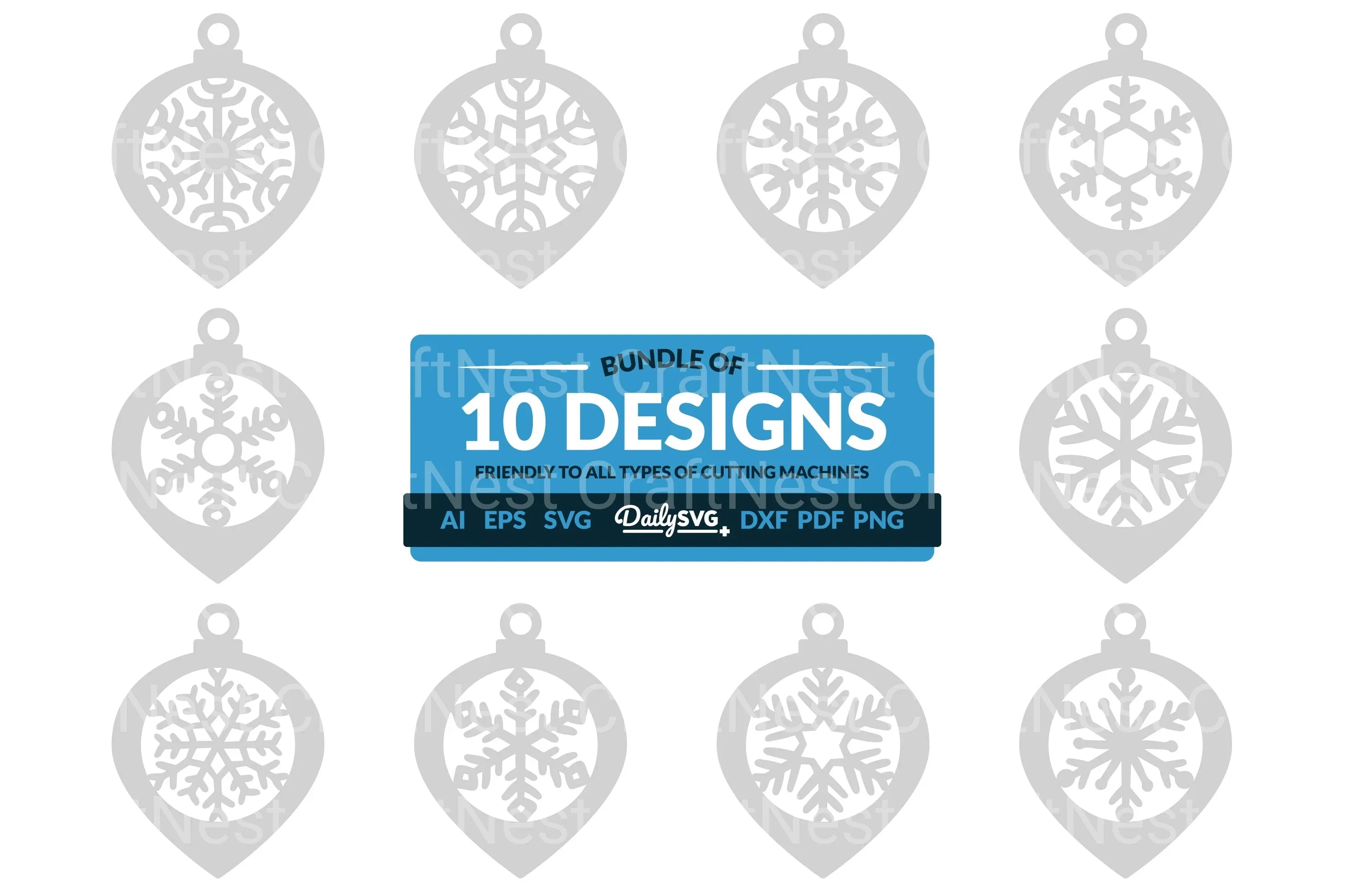 Christmas Bauble Snowflakes Clipart SVG Bundle