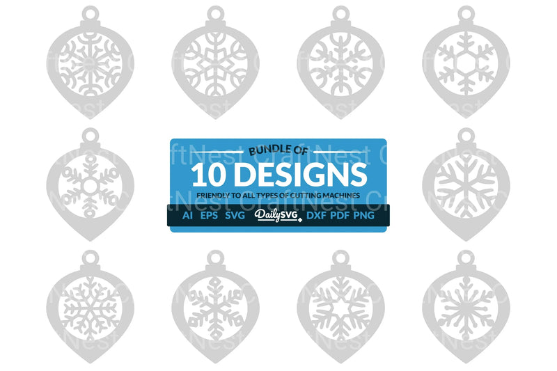 Christmas Bauble Snowflakes Clipart SVG Bundle - CraftNest - Digital Crafting and Art