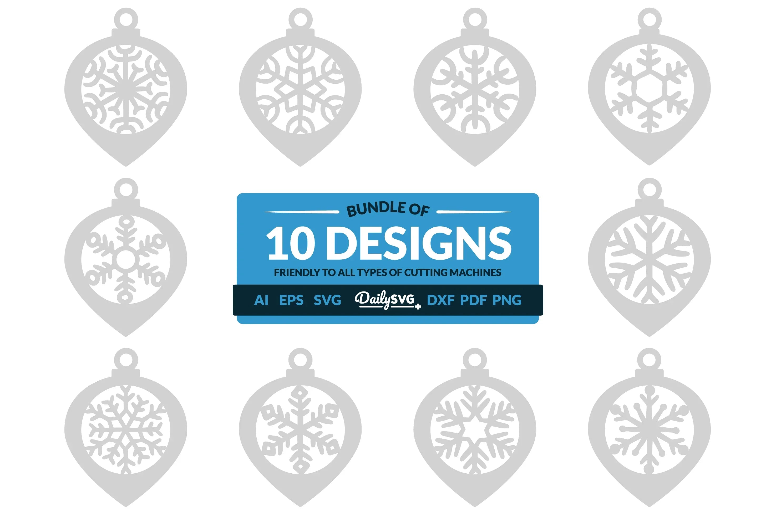 Christmas Bauble Snowflakes Clipart SVG Bundle - CraftNest - Digital Crafting and Art