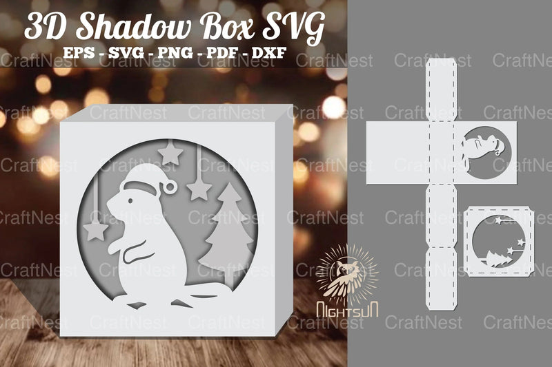 Christmas Beaver Papercut Shadow Box Bundle - CraftNest - Digital Crafting and Art