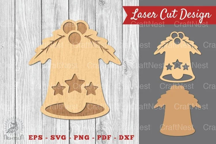 Christmas Bell Laser Cut Decoration Clipart Bundle - CraftNest - Digital Crafting and Art