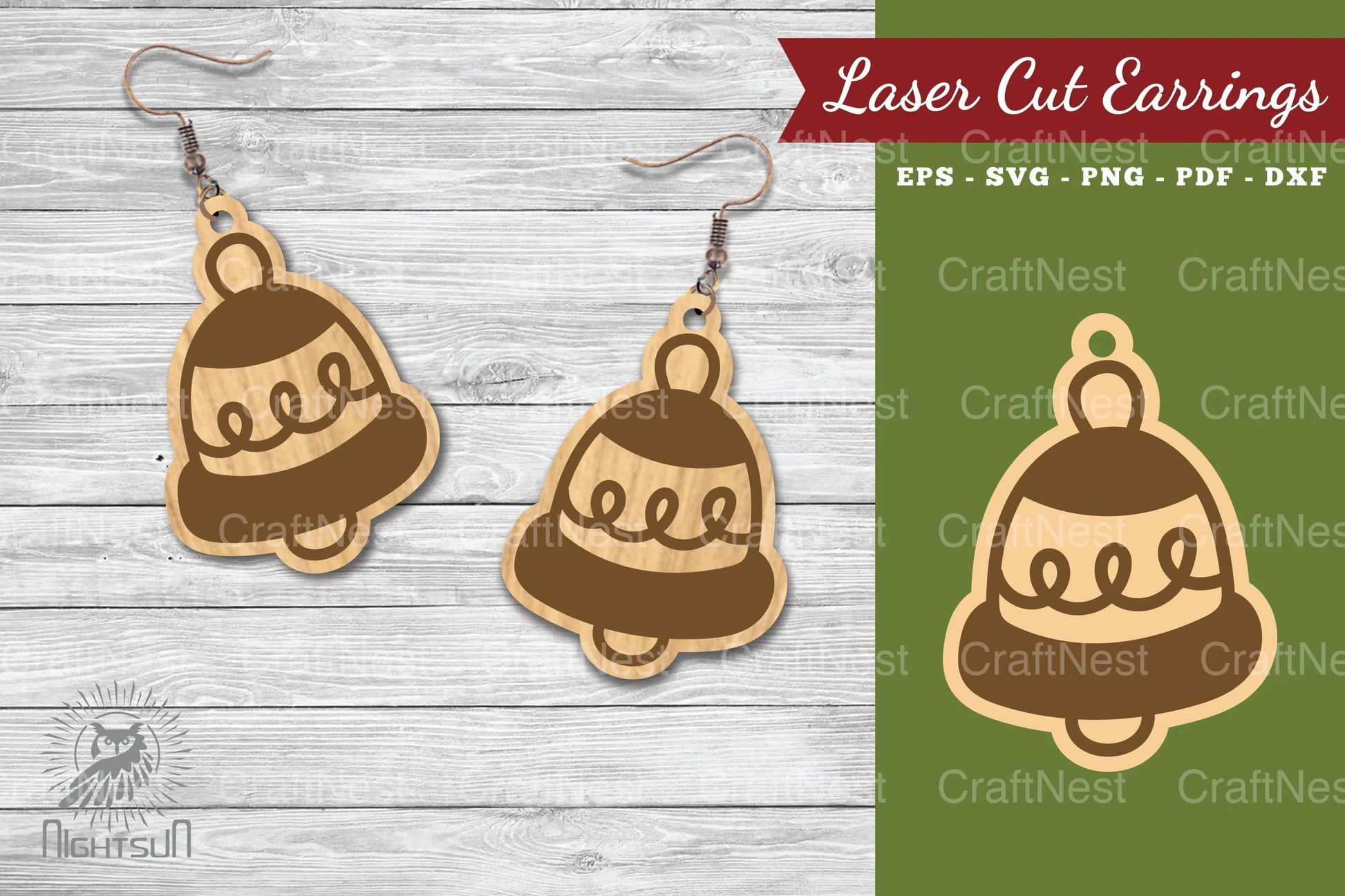 Christmas Bell Laser Cut Earrings SVG Bundle - CraftNest - Digital Crafting and Art