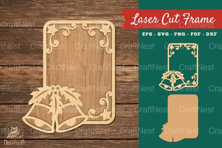 Christmas Bell Laser Cut Frame Clipart Bundle - CraftNest - Digital Crafting and Art