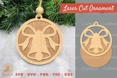 Christmas Bell Laser Cut Ornament Clipart Bundle - CraftNest - Digital Crafting and Art