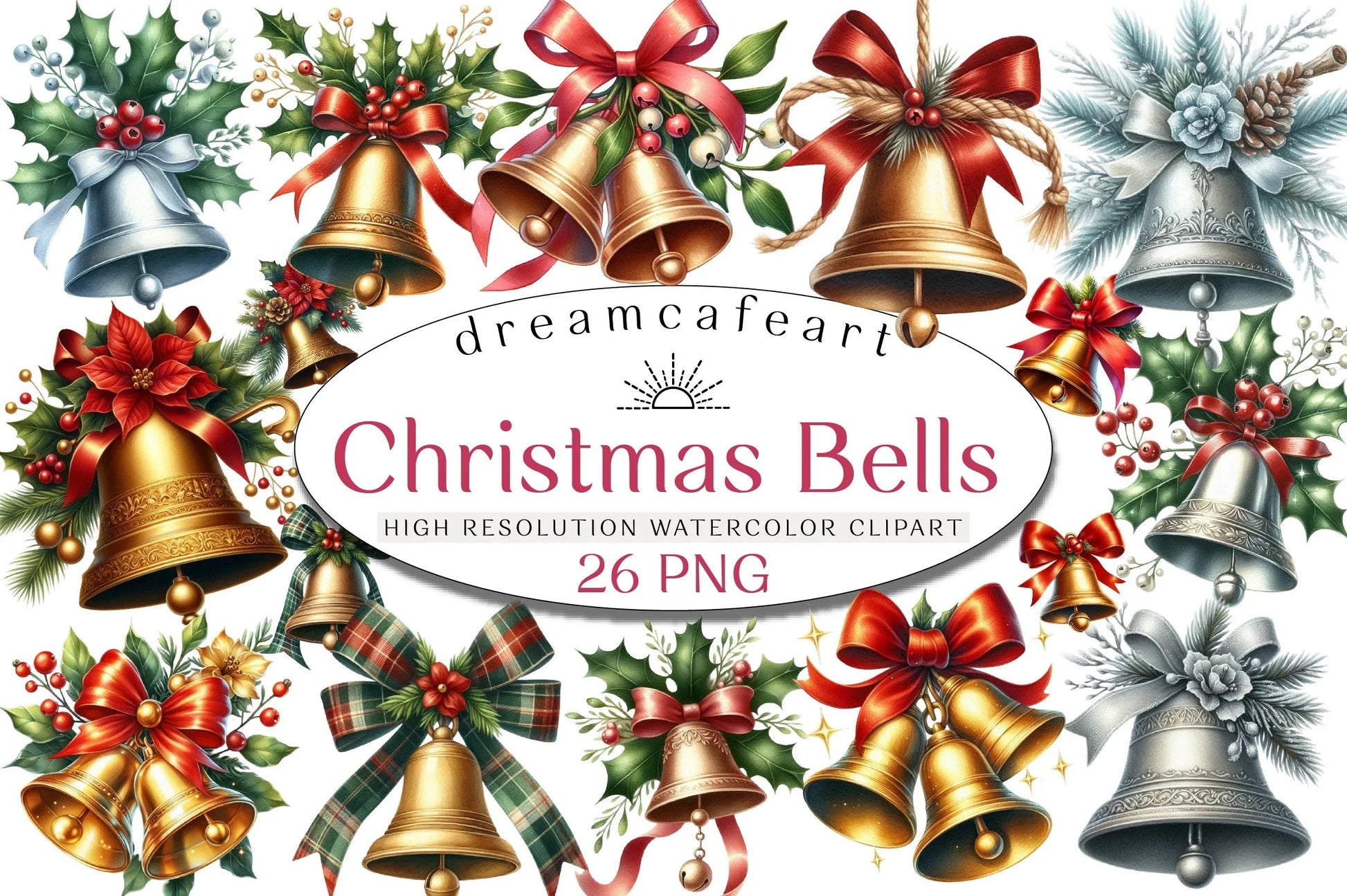 Christmas Bells Clipart Bundle - CraftNest - Digital Crafting and Art