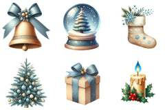 Christmas Blue & Beige Clipart Bundle - CraftNest - Digital Crafting and Art