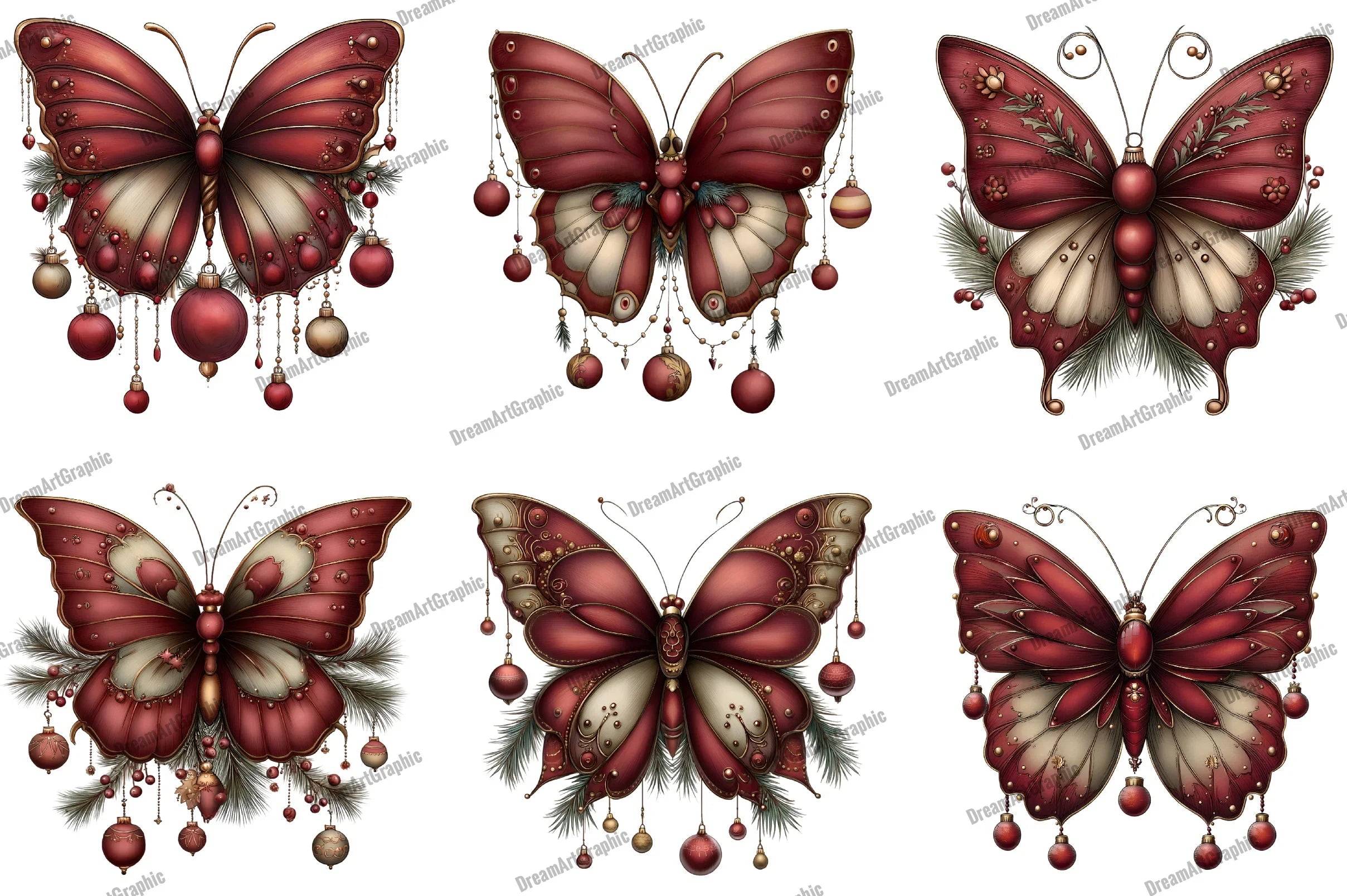 Christmas Butterfly Clipart Bundle - CraftNest - Digital Crafting and Art