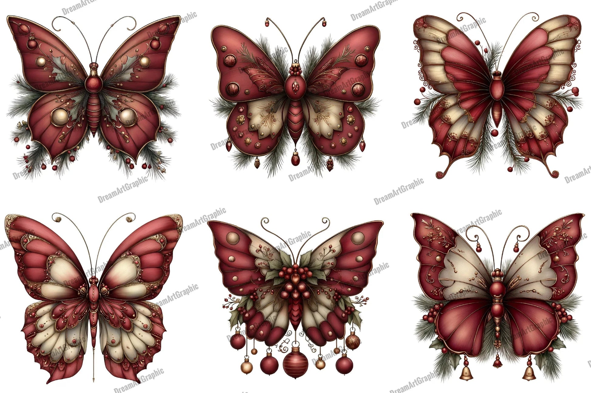 Christmas Butterfly Clipart Bundle - CraftNest - Digital Crafting and Art
