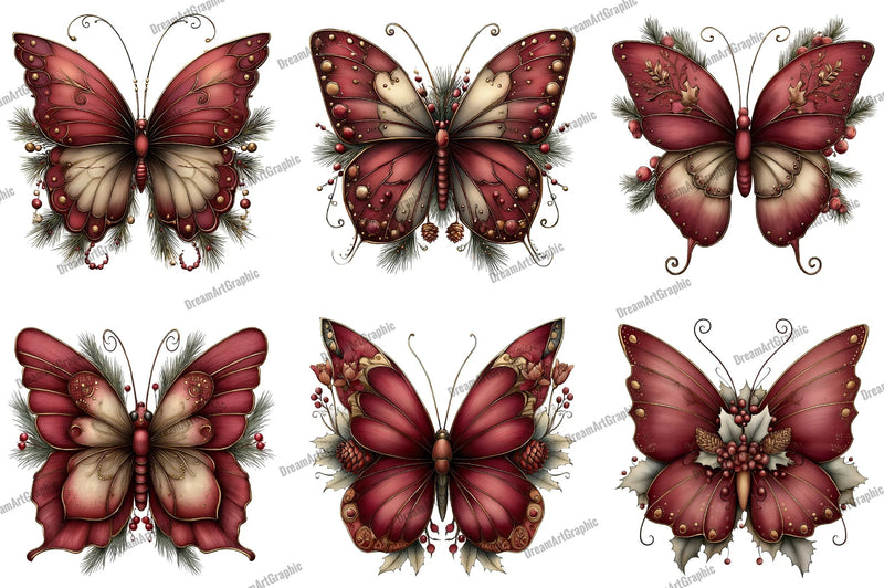 Christmas Butterfly Clipart Bundle - CraftNest - Digital Crafting and Art