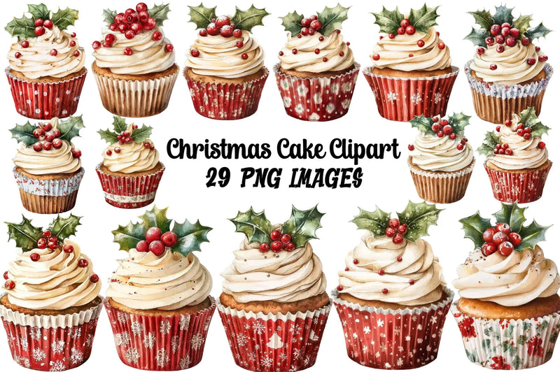 Christmas Cake Clipart Bundle - CraftNest - Digital Crafting and Art