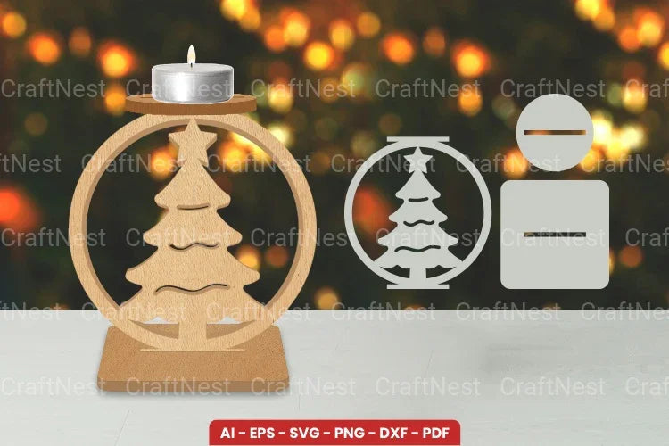 Christmas Candle Holder Laser Cut SVG Bundle - CraftNest - Digital Crafting and Art