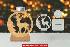 Christmas Candle Holder Laser Cut Bundle - CraftNest - Digital Crafting and Art