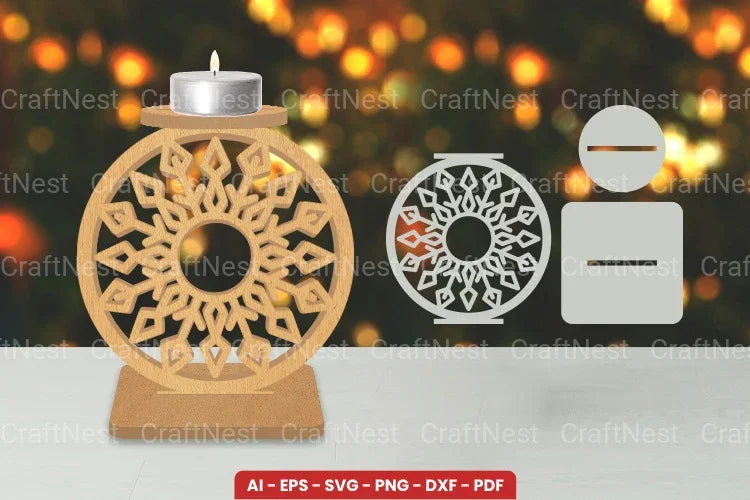 Christmas Candle Holder Laser Cut SVG Bundle - CraftNest - Digital Crafting and Art