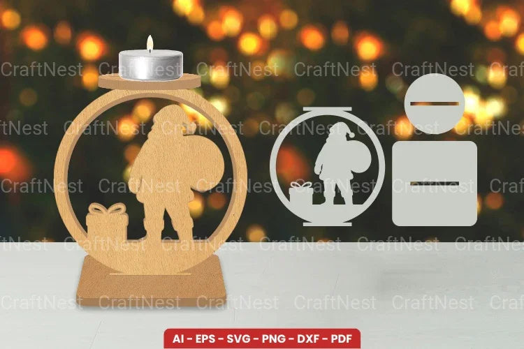 Christmas Candle Holder Laser Cut SVG Bundle - CraftNest - Digital Crafting and Art
