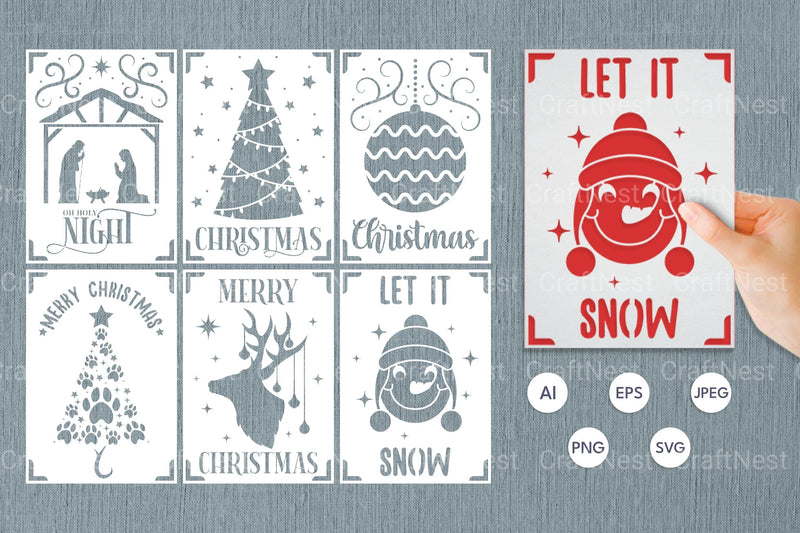 Christmas Card Papercut SVG Bundle - CraftNest - Digital Crafting and Art