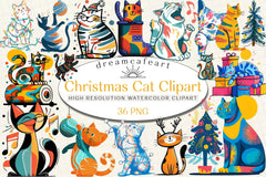 Christmas Cat Clipart Bundle - CraftNest - Digital Crafting and Art