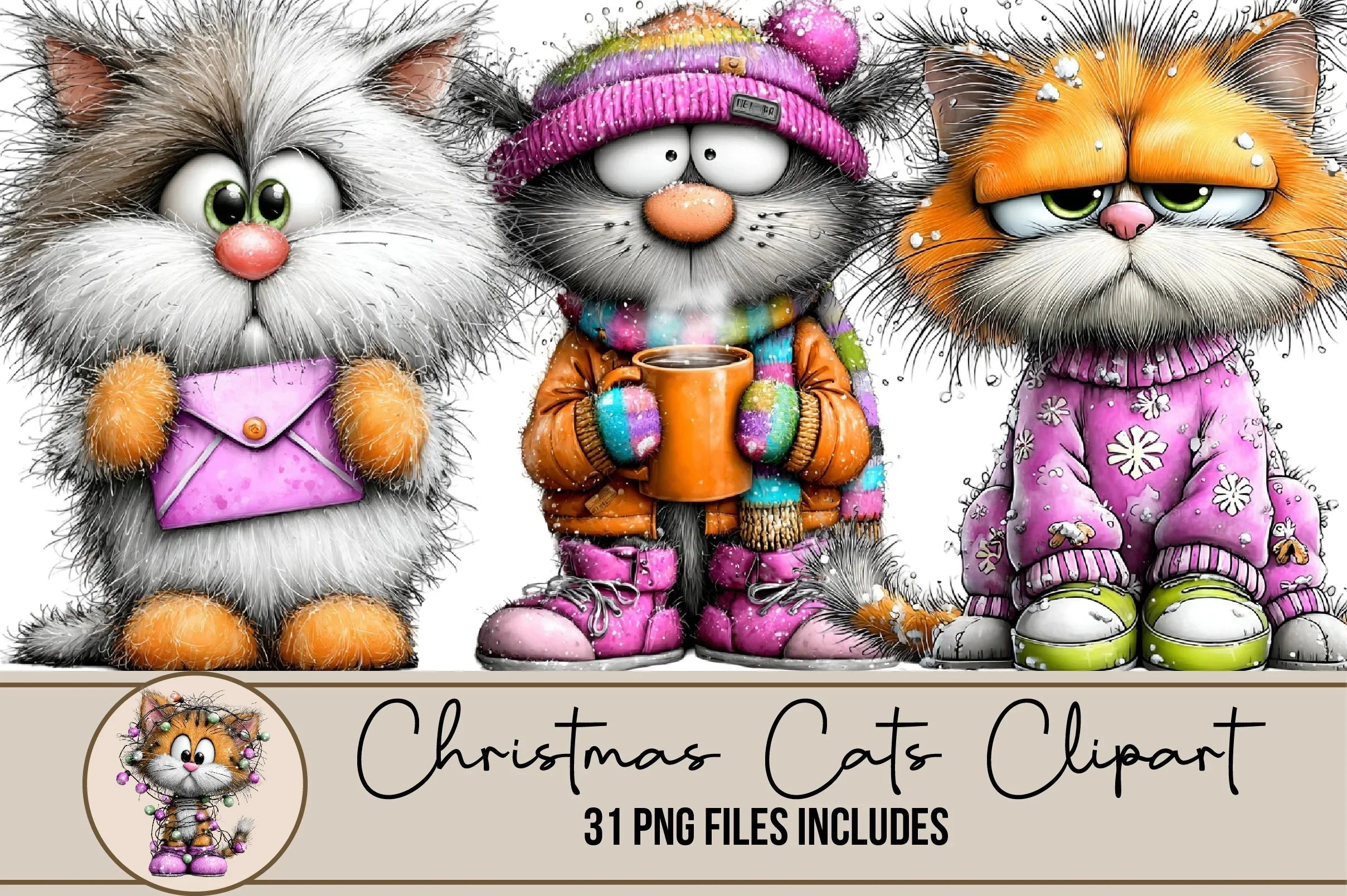 Christmas Cats Clipart Bundle - CraftNest - Digital Crafting and Art