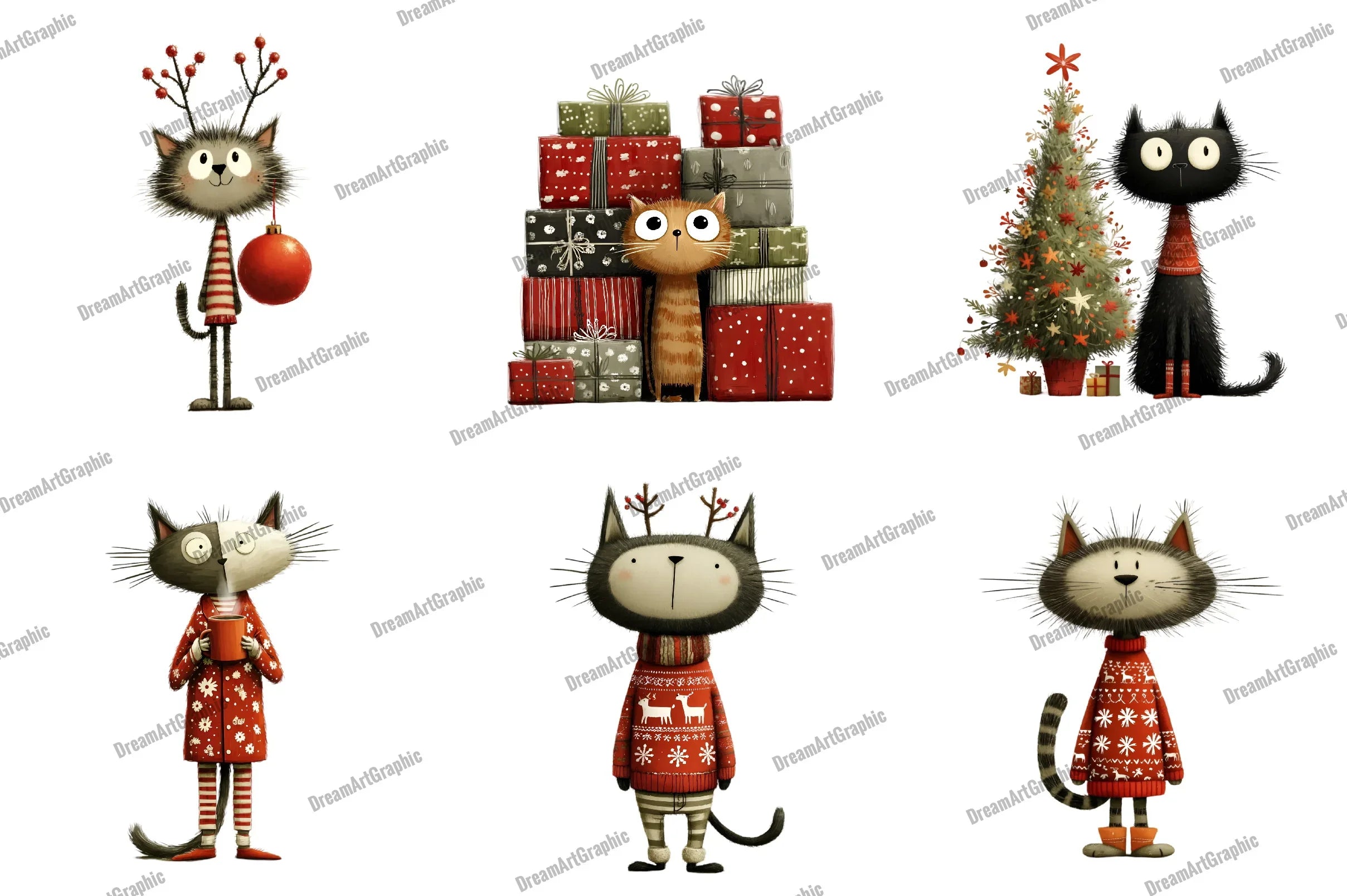 Christmas Cats Clipart Bundle - CraftNest - Digital Crafting and Art