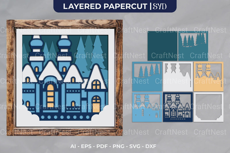 Christmas Church 3D Layered Papercut Clipart Bundle - CraftNest - Digital Crafting and Art