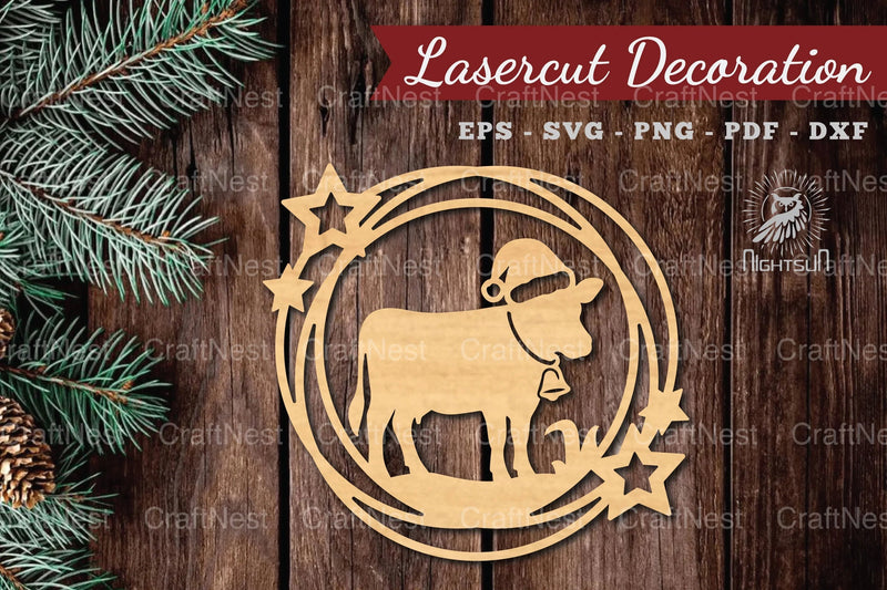 Christmas Cow Lasercut Round Clipart Bundle - CraftNest - Digital Crafting and Art