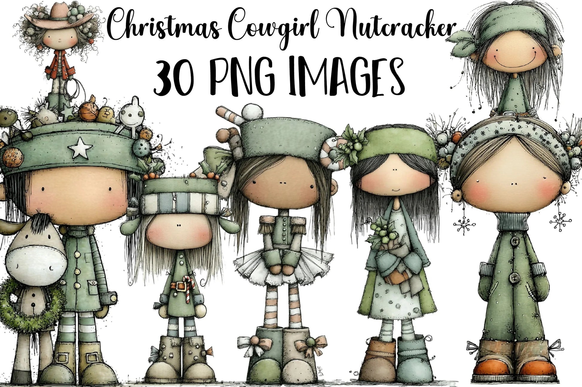 Christmas Cowgirl Nutcracker Clipart Bundle - CraftNest - Digital Crafting and Art